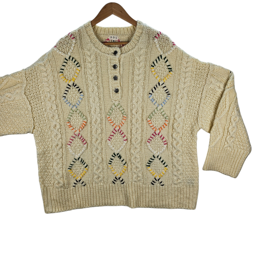 POL Cream Multicolor Knit Sweater